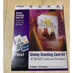 GLOSSY GREETING Card Kit 10 Bifold Cards/Envelopes 8.5 x11 New In Original Packs